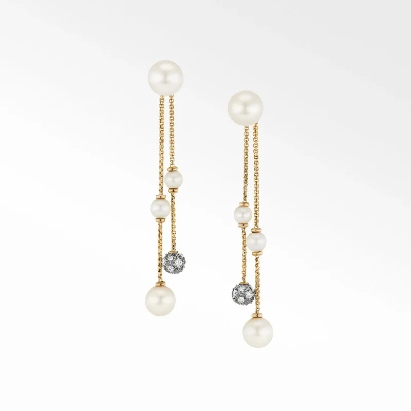 Pearl and Pavé Two-Row Drop Earrings