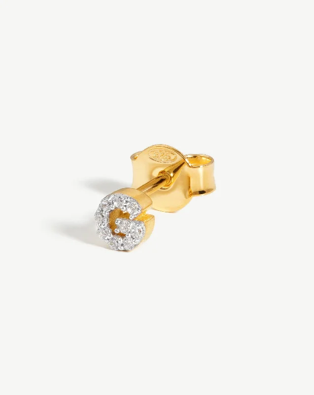 Pave Initial Single Stud Earring - Initial G | 18ct Gold Vermeil/Cubic Zirconia