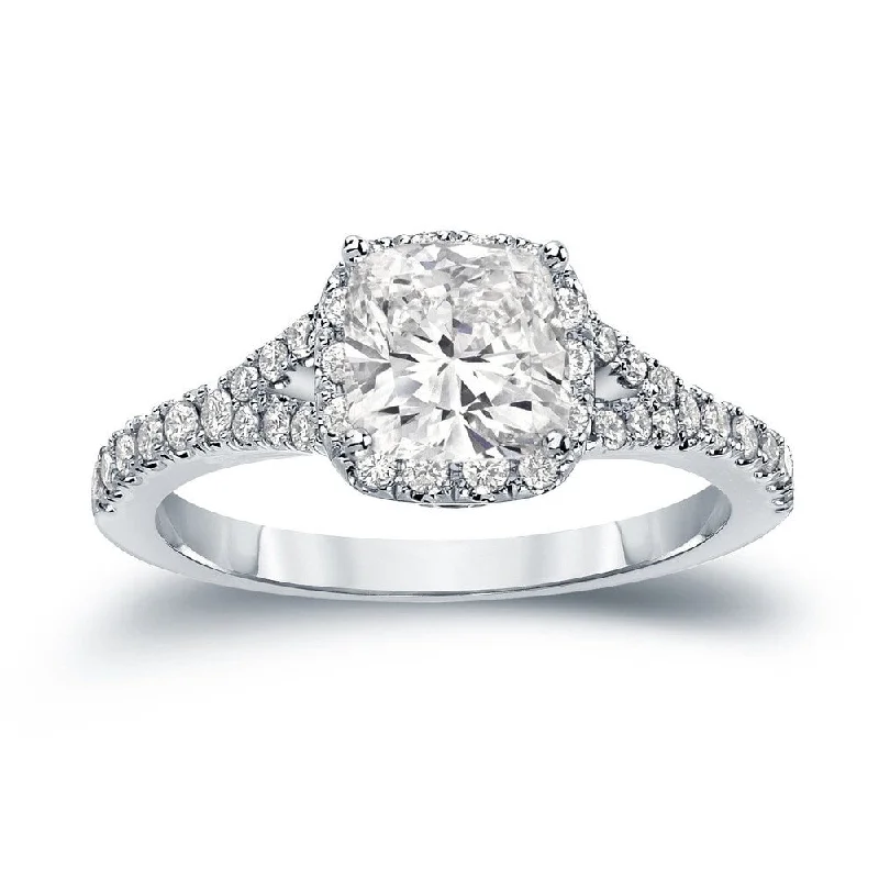 Auriya Cushion-Cut 1 1/2ctw Halo Diamond Engagement Ring 14k Gold