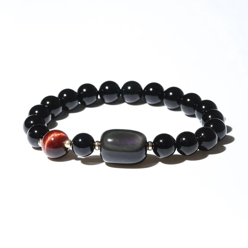 Black Onyx Tigereye Cat's eye Bead Bracelet Lovers Jewelry Women Men