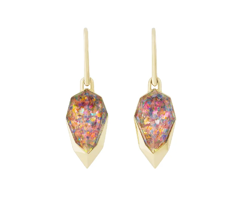 Double Dipped Crystal Haze Earrings in Fire Opalescent