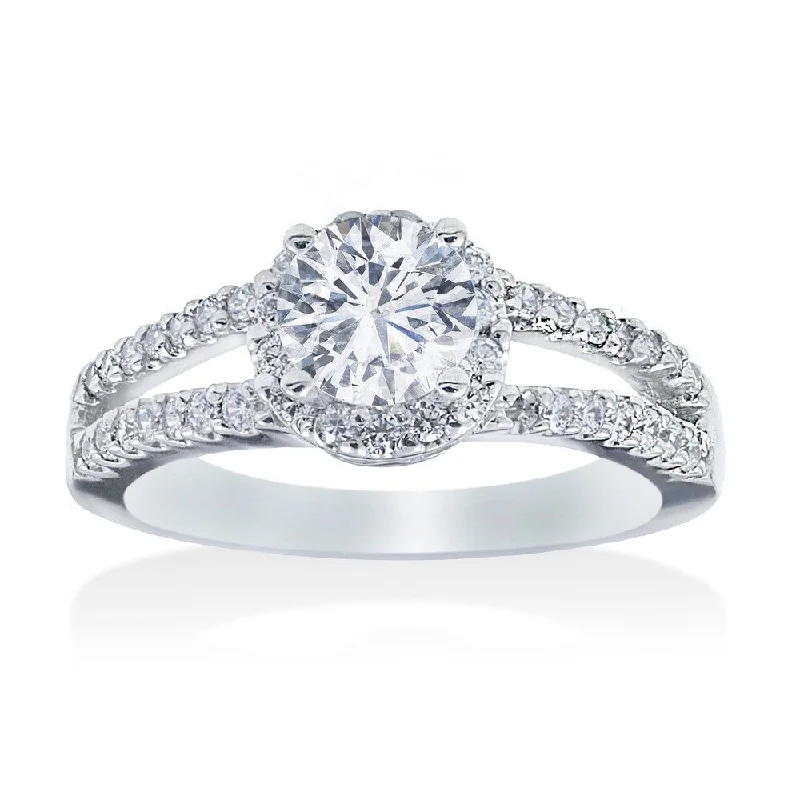 14k White Gold 3/4ct TDW Diamond Halo Engagement Ring