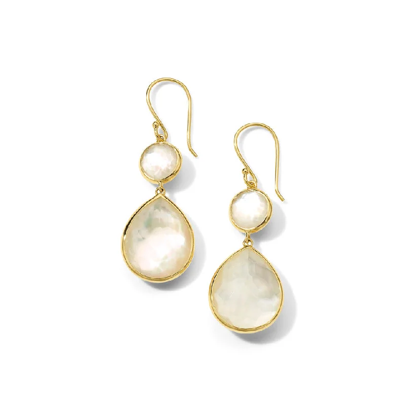 Mother of Pearl Doublet  Rock Candy Snowman Teardrop Earrings