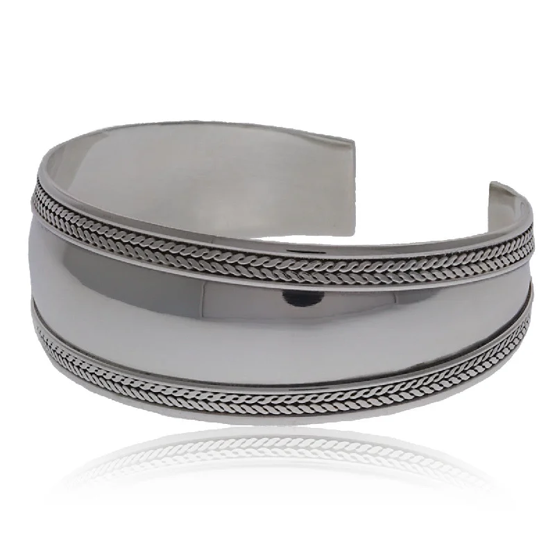 Helen: 24mm Cuff Bangle Bracelet 925 Sterling Silver