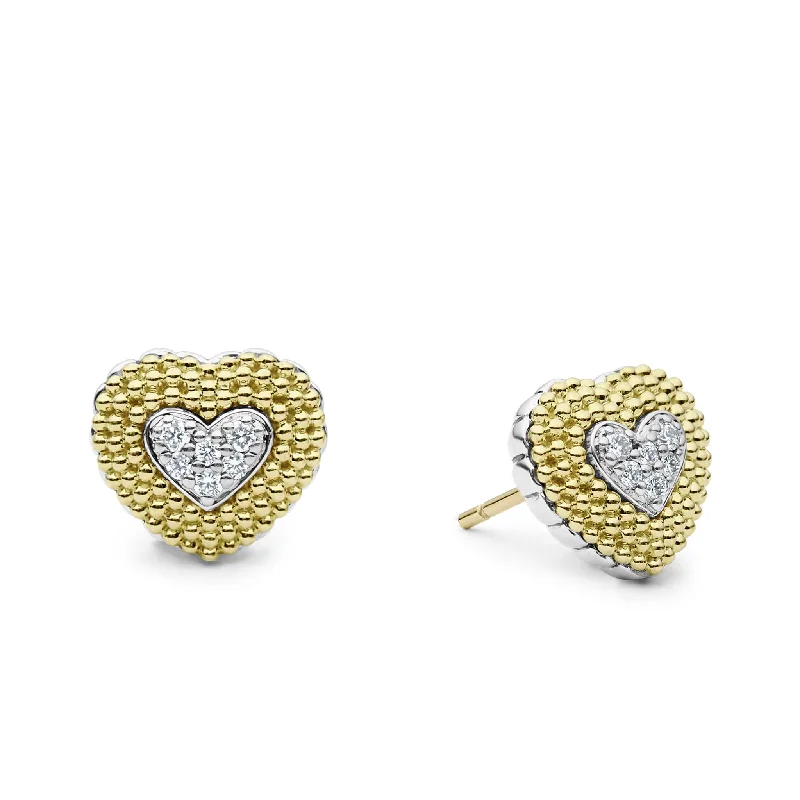 Diamond Heart Stud Earrings