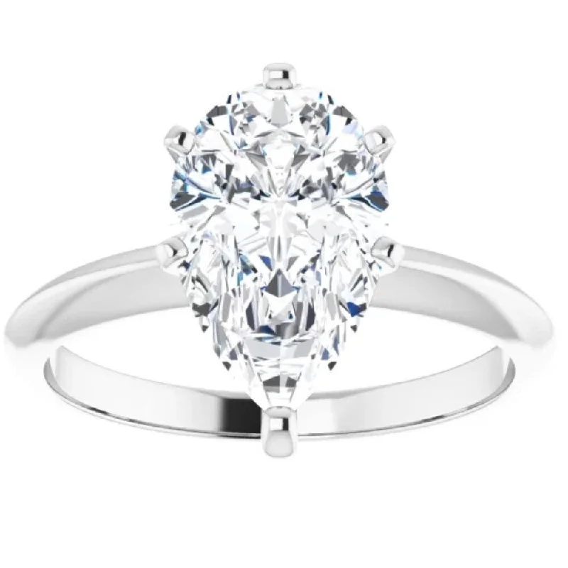 G/VS 2Ct Pear Certified Diamond Solitaire Engagement Ring Lab Grown White Gold