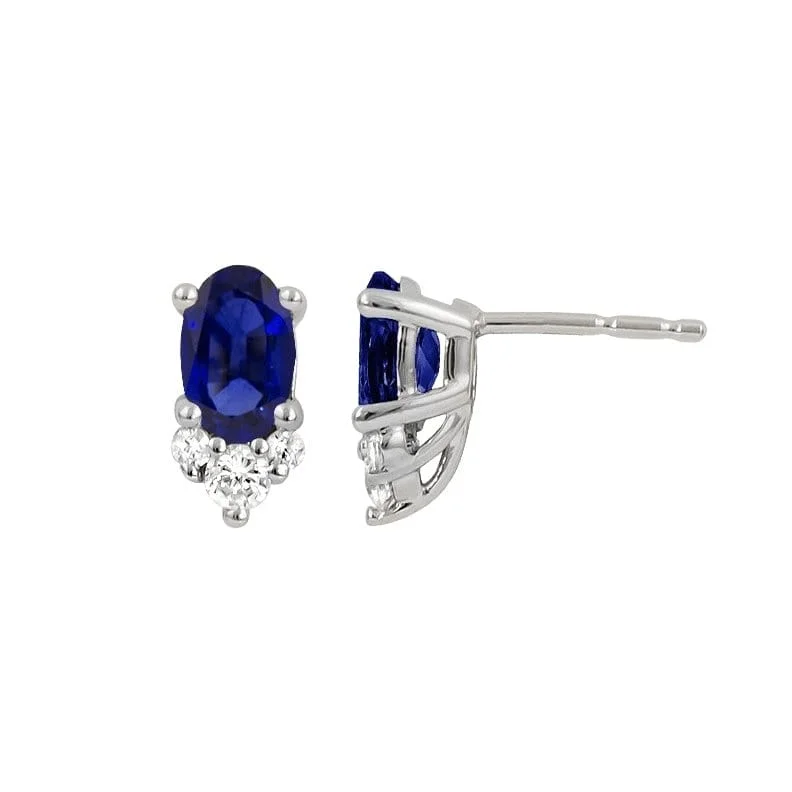 Blue Sapphire and Diamond Earrings