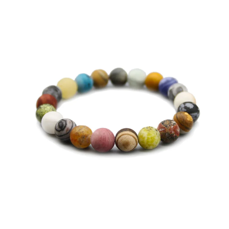 Colourful Natural Stone Beads Bracelet Handmade Couple Jewelry Accessories Women Men