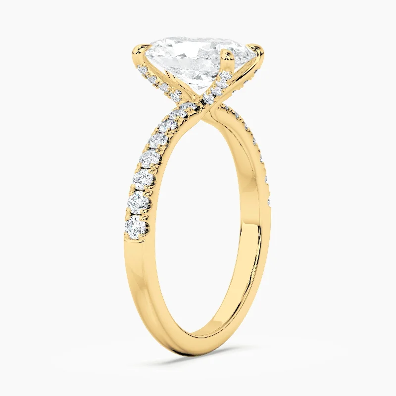 Auriya 14kt Yellow Gold Lab Grown Oval Diamond Engagement Ring with Unique Diamond Prong (F-G, VS)