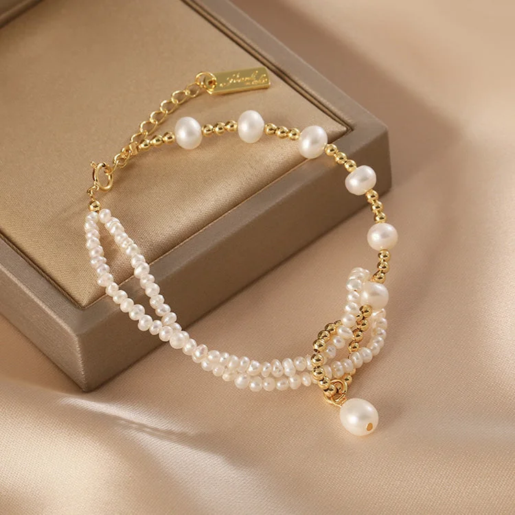 Unique Womens Freshwater Pearl Bracelet Gold Pladted Charm Bracelets For Women