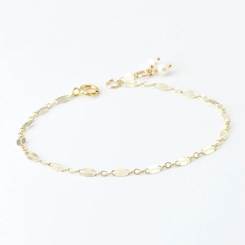 14K Gold Bracelet with Tiny Freshwater Pearl Handmade Jewelry Accessories Women