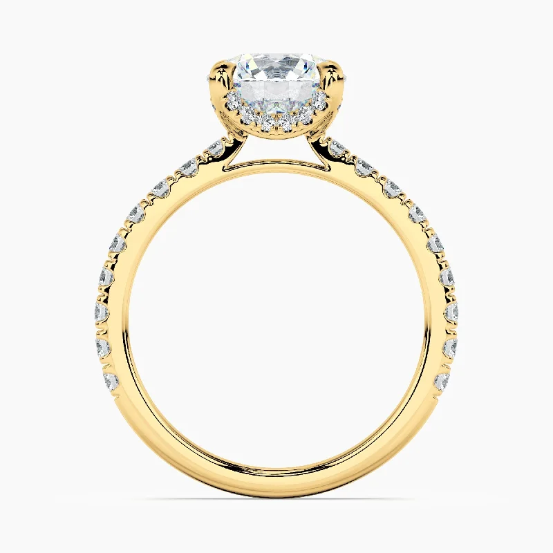 Auriya 14kt Yellow Gold Lab Grown Round Diamond with Accent Engagement Ring (F-G, VS)