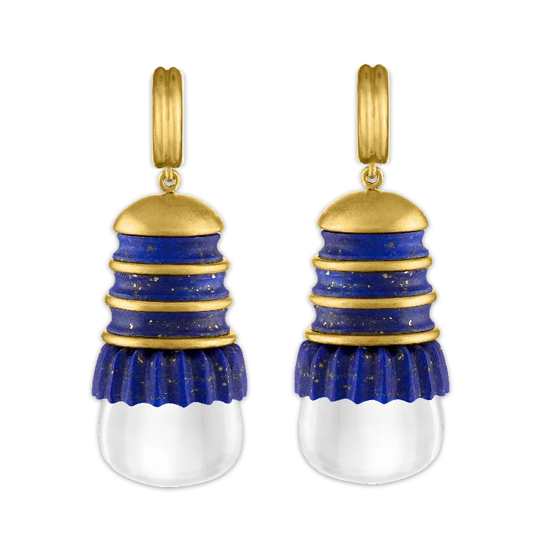 Lapis and Rock Crystal Pyxis Earrings